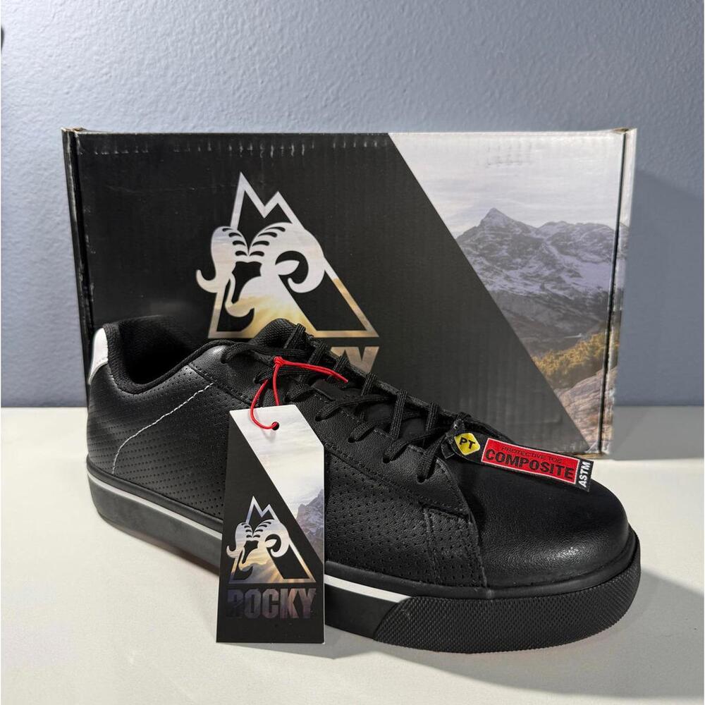 Rocky Mens Composite Toe Sneakers Black‎ Leather Slip Resistant ASTM Size 11